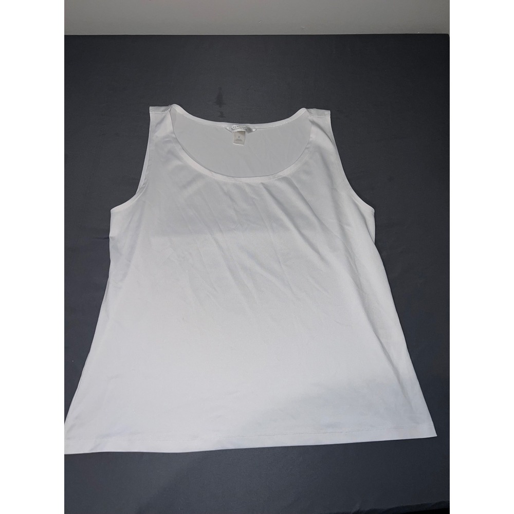 CJ Banks Womens 1X White Sleeveless Scoop Neck Tank Top Polyester Shell